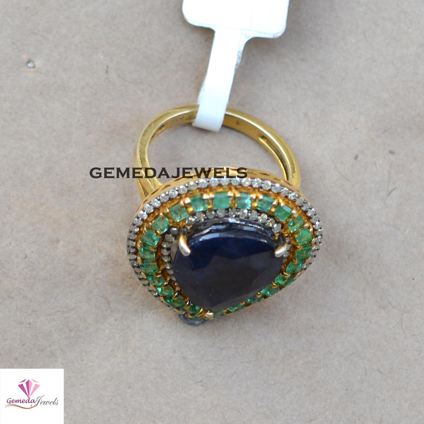 Sale! Dazzling Sapphire Gemstone Ring, Emerald 925 Silver Ring, Pave Diamond Jewelry, 14k Gold Plated Ring Jewelry, Women's Gift Jewelry