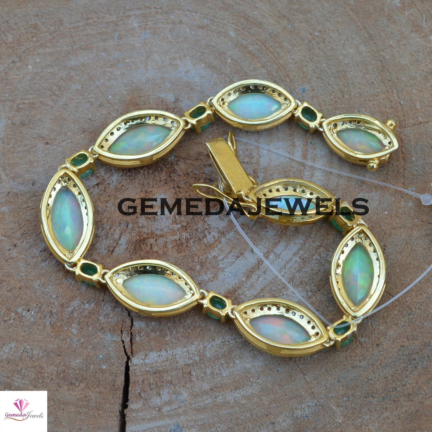 Natural Opal Gemstone Bracelet, 925 Silver Bracelet, BRACELET JEWELLERY, Pave Diamond Bracelet, Link Bracelet Jewelry, Gold Plated Jewelry