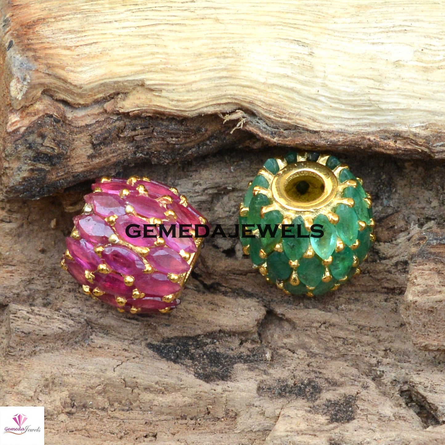 Sale! Ruby Gemstone Beads, 925 Silver Jewelry, Gold Vermeil Beads, Silver Spacer Beads, Emerald Gemstone Beads, Roundel Beads, Bracelet Bead