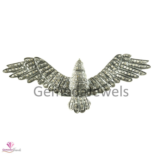 Solid 925 Silver Ring Jewelry, Real Pave Diamond Red Eye Eagle Ring, Diamond Bird Ring, Rhodium Plated Jewelry, Ruby Gemstone Ring, Gifts