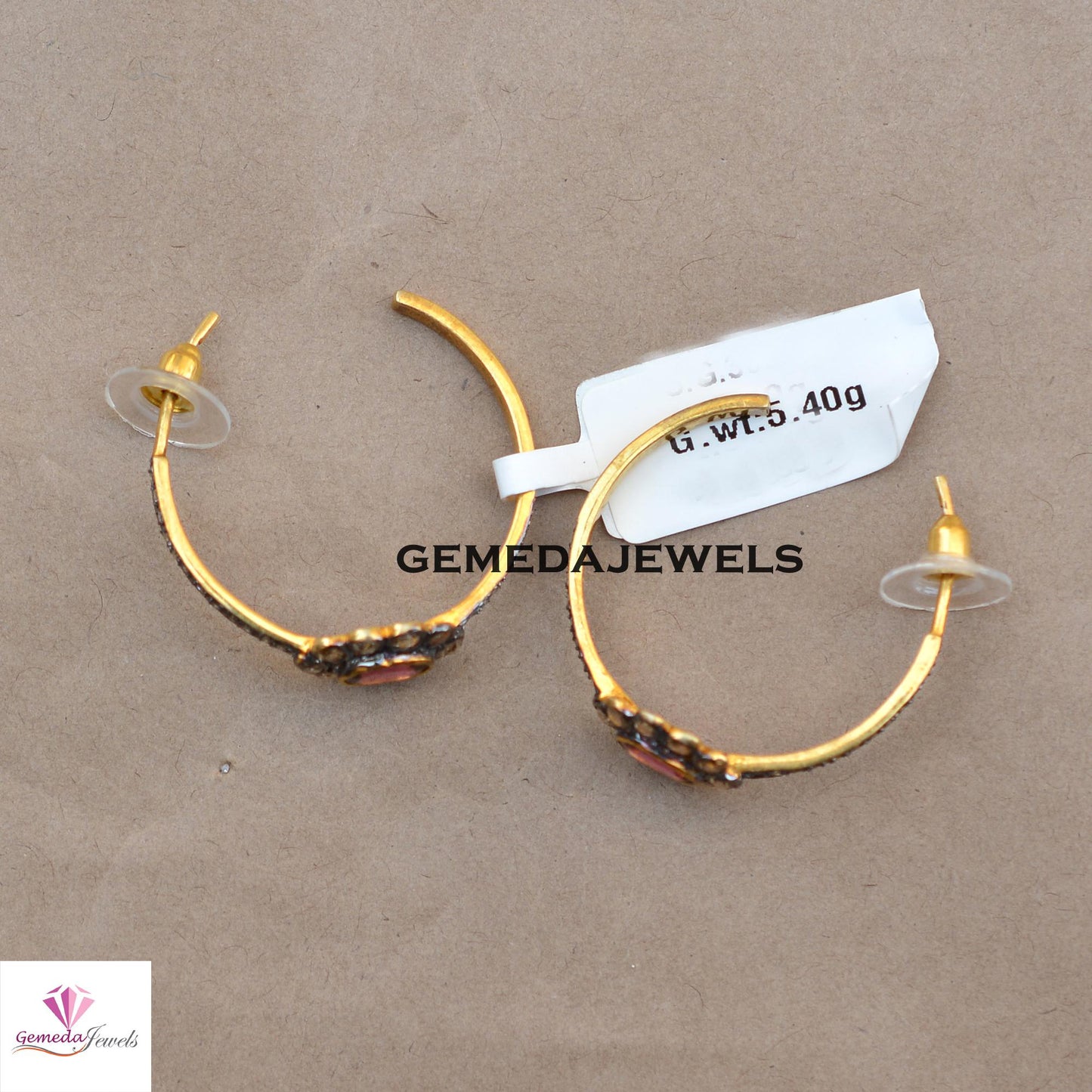 Natural Ruby Gemstone Stud Earrings, Tambuli Diamond Jewelry, Pave Diamond Earrings, Gold Vermeil 925 Silver Stud Jewelry, Valentine's Gift