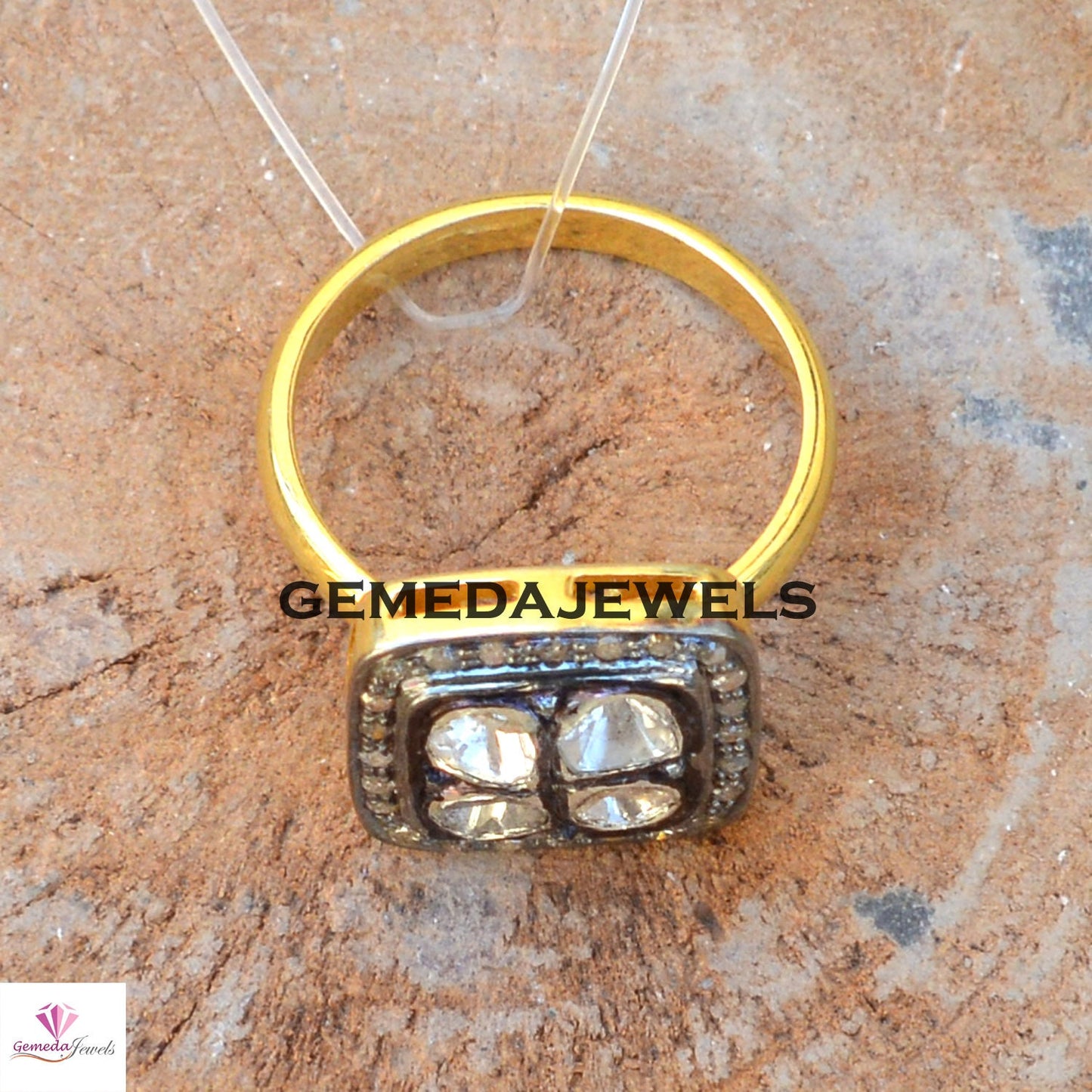 Dazzling Victorian Polki Ring, Diamond Silver Ring, Polki Diamond Ring, 925 Sterling Silver Jewelry, 14k Gold Plated Jewelry, Wedding Gifts