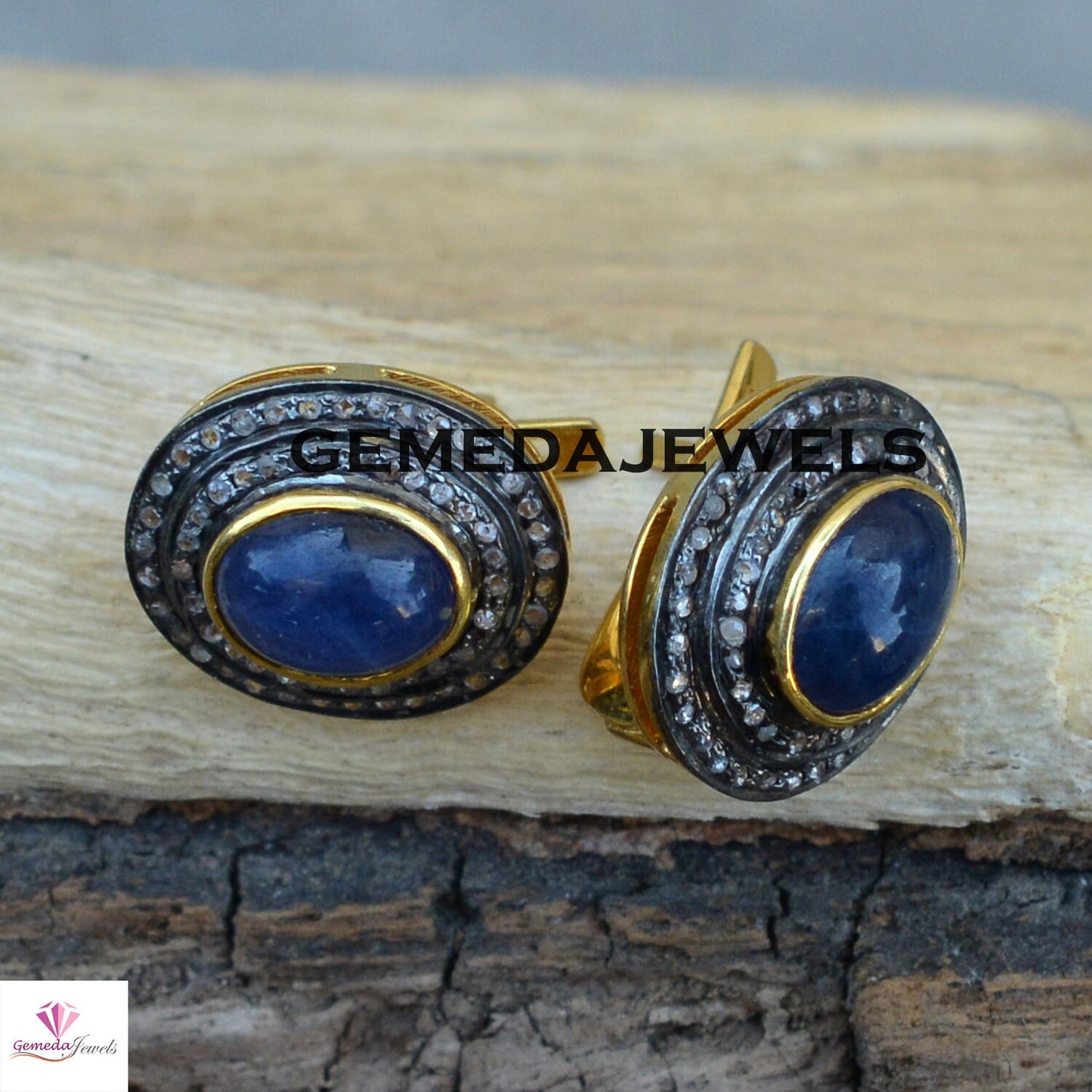 Tanzanite Gemstone Earrings, Gemstone Silver Earring, Diamond Stud Earrings, Pave Diamond Jewelry, 925 Silver Jewelry, Gold Plated Earrings