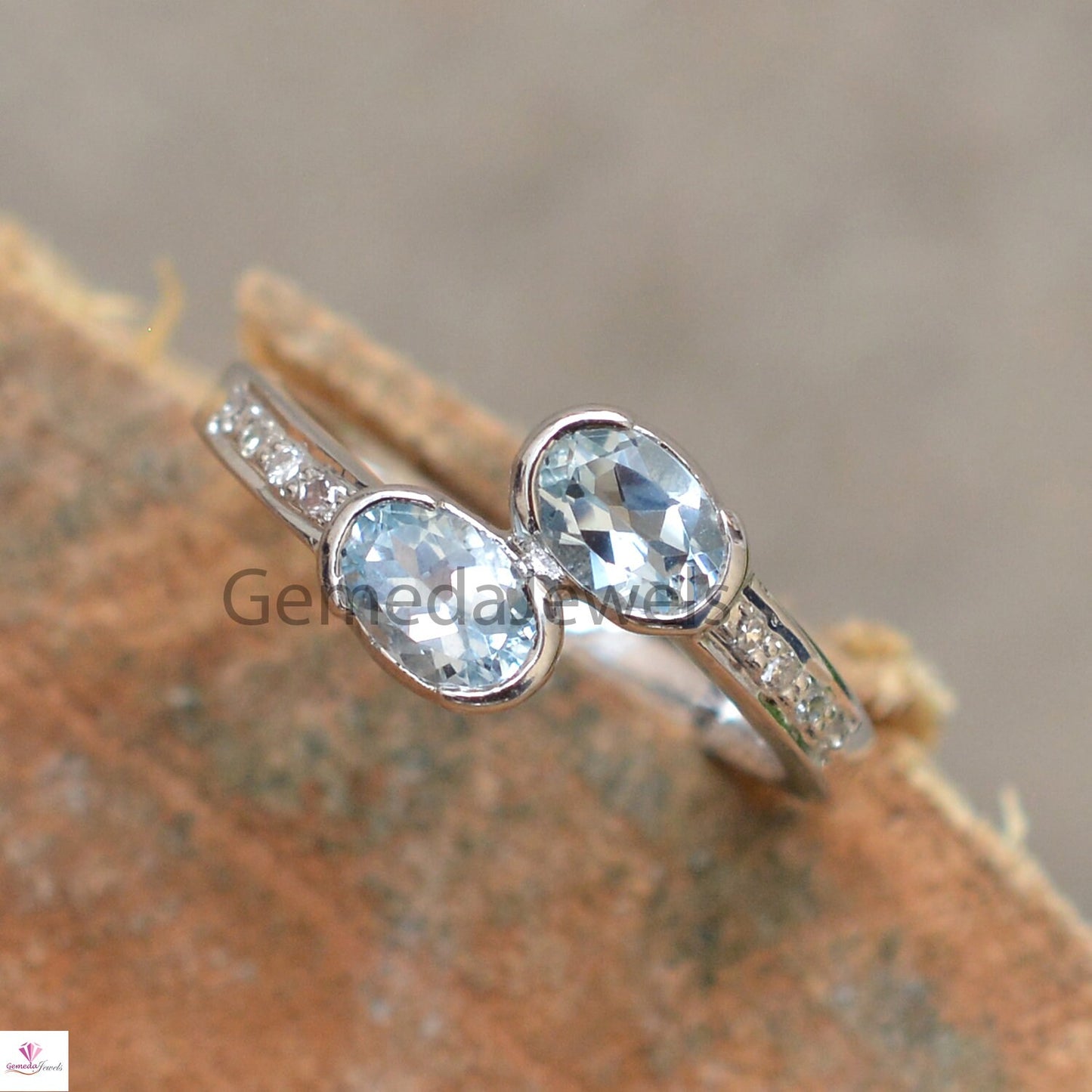 Sale!! Blue Topaz Ring, Pave Diamond Silver Ring, December Birthstone Ring, Sterling Silver Jewelry, Gemstone Diamond Ring, Statement Ring