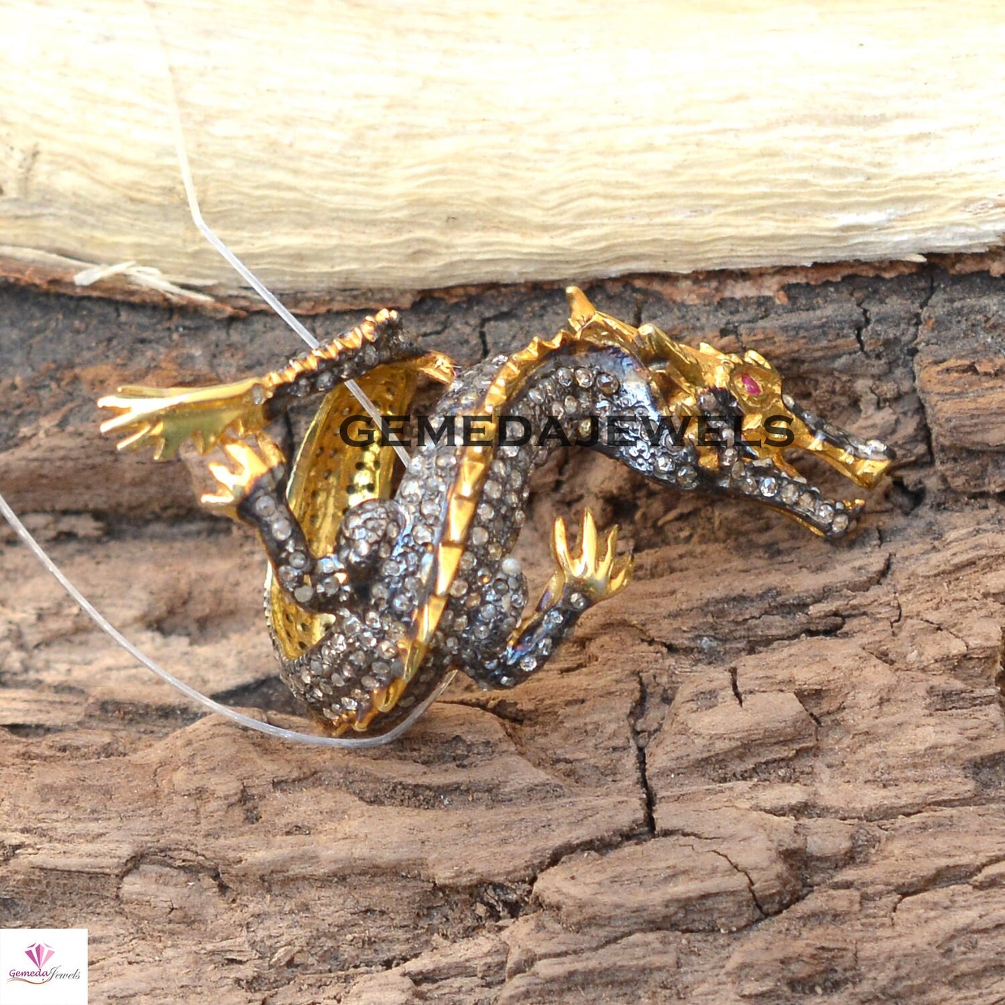 Pave Diamond Dragon Ring, 925 Silver Jewelry, Gold Plated Ring, Fantasy Dragon Ring, Diamond Ring Jewelry, Celtic Dragon Ring, Gift For her