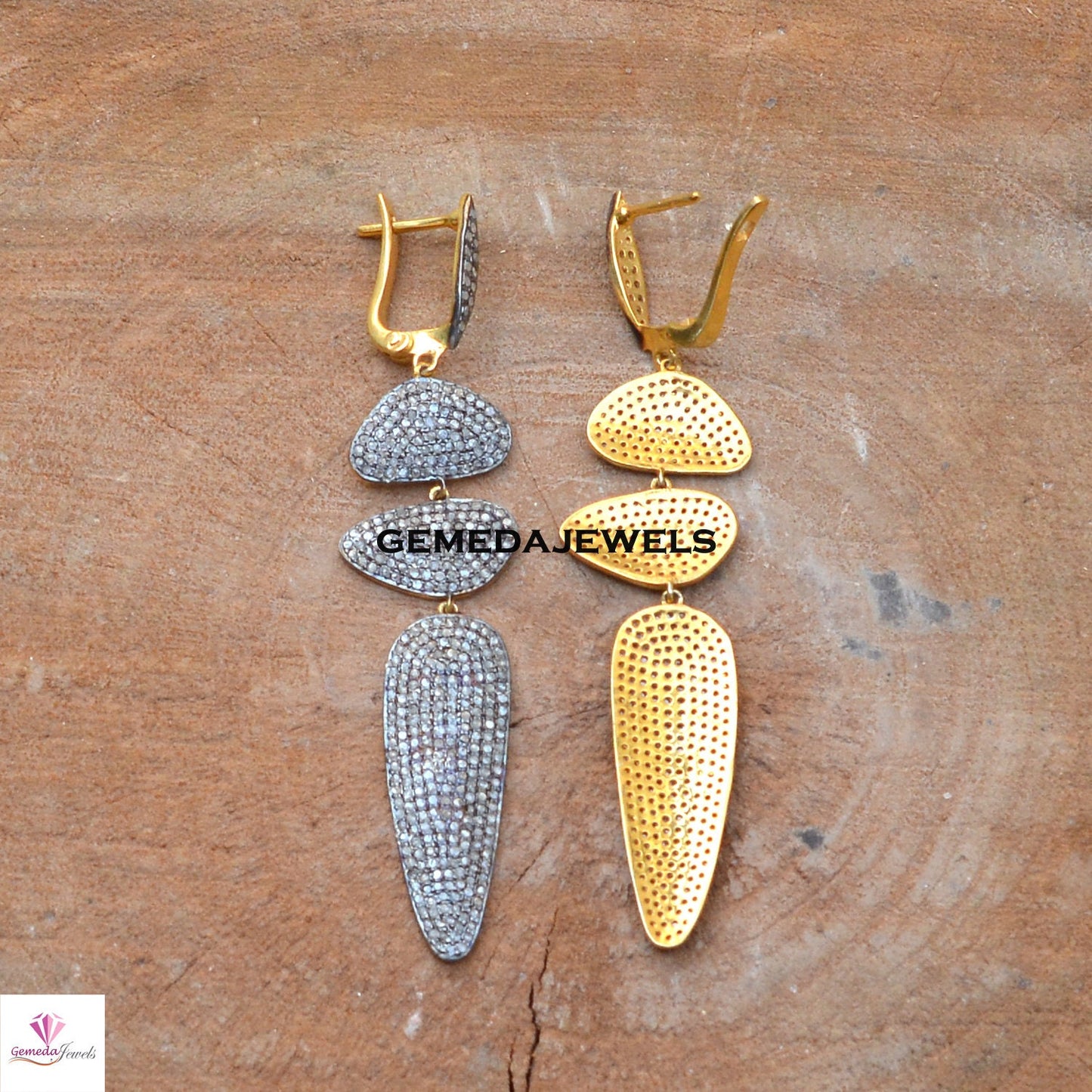 Sale!! Pave Diamond Earrings, 925 Silver Jewelry, Gold Vermeil Earring, Diamond Silver Jewelry, Silver Earrings Jewelry, Women Gift Jewelry