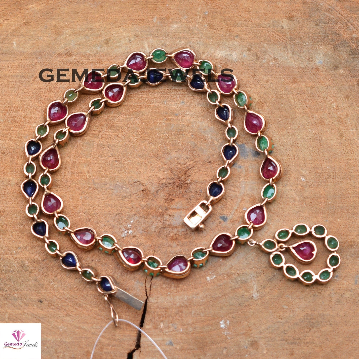 Ruby Gemstone Necklace, Emerald Silver Necklace Jewelry, Gemstone 925 Silver Jewelry, Rose Gold Vermeil Jewelry, 18" Necklace, Wedding Gift