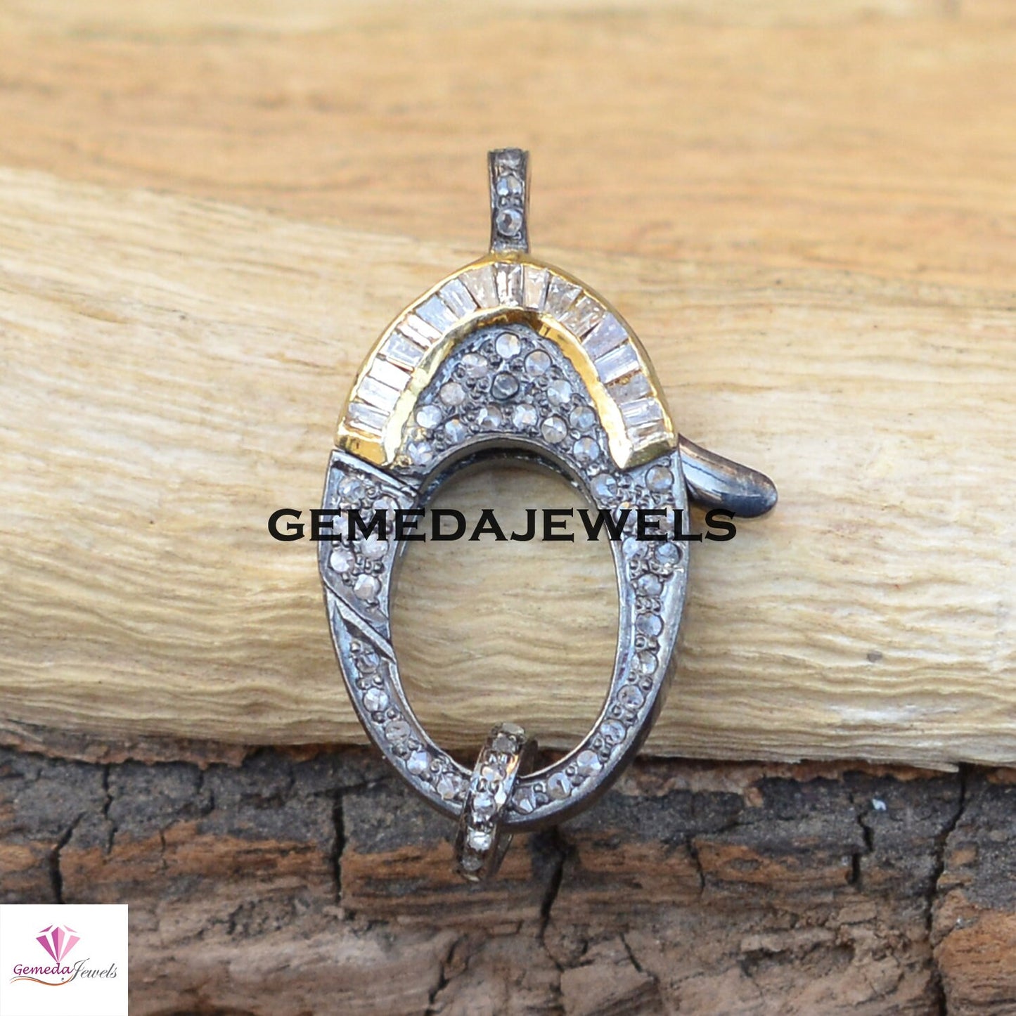 Pave Diamond Lock, Sapphire Gemstone Lock, Ruby Silver Clasp, Baguette Diamond Lock, 925 Silver Jewelry, Jewelry Components, Diamond Finding