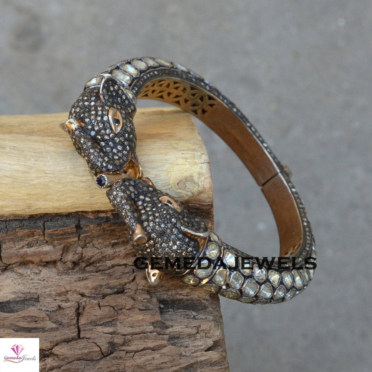 Polki Diamond Bangle, Victorian Silver Bangle, Elephant Bangle Jewelry, Bangle Bracelet Jewelry, 925 Silver Jewelry, Pave Diamond Bangle