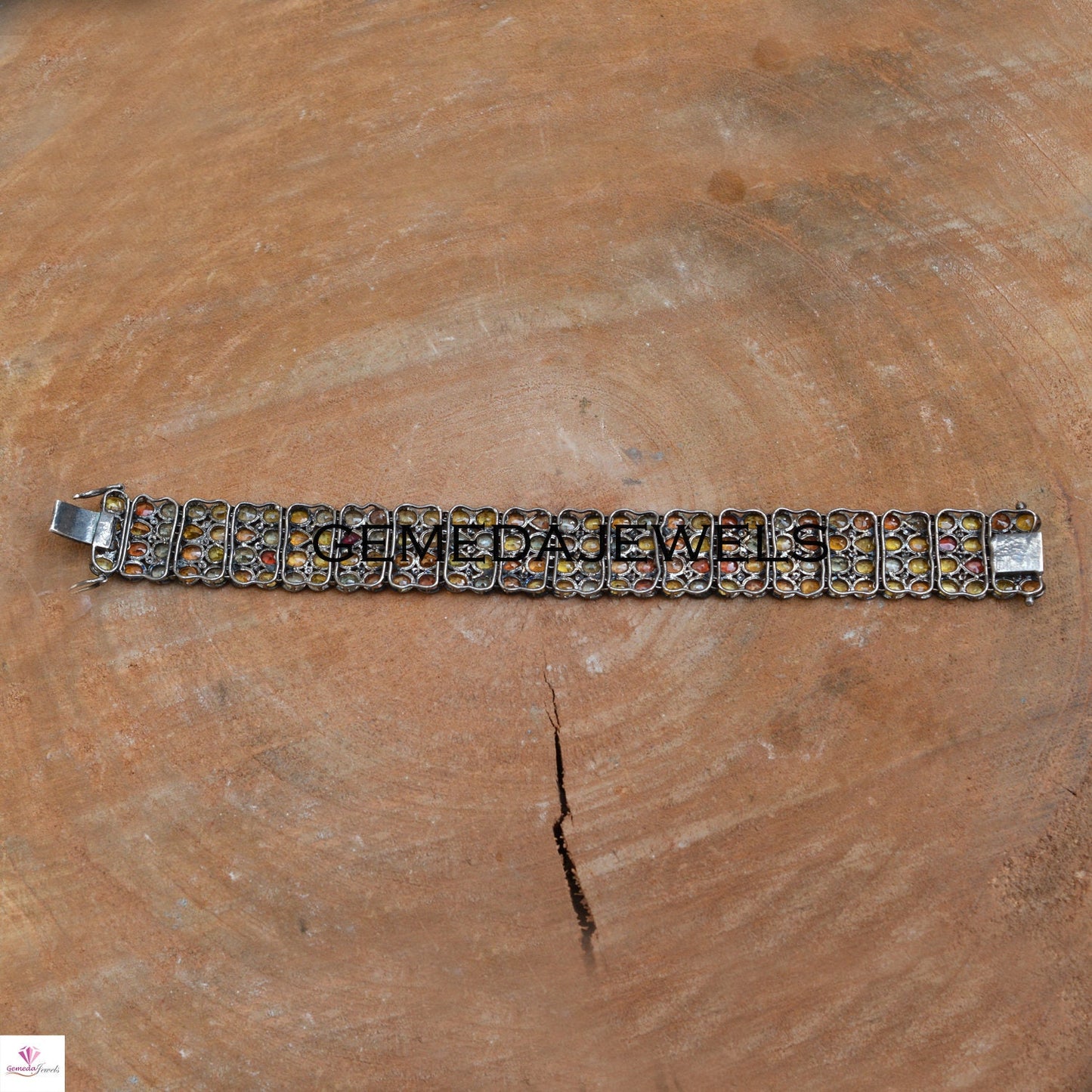 Multi Color Tourmaline Bracelet, Pave Diamond Jewelry, Solid 925 Sterling Silver Jewelry, Diamond Gemstone Bracelet, Wedding Gift Jewelry