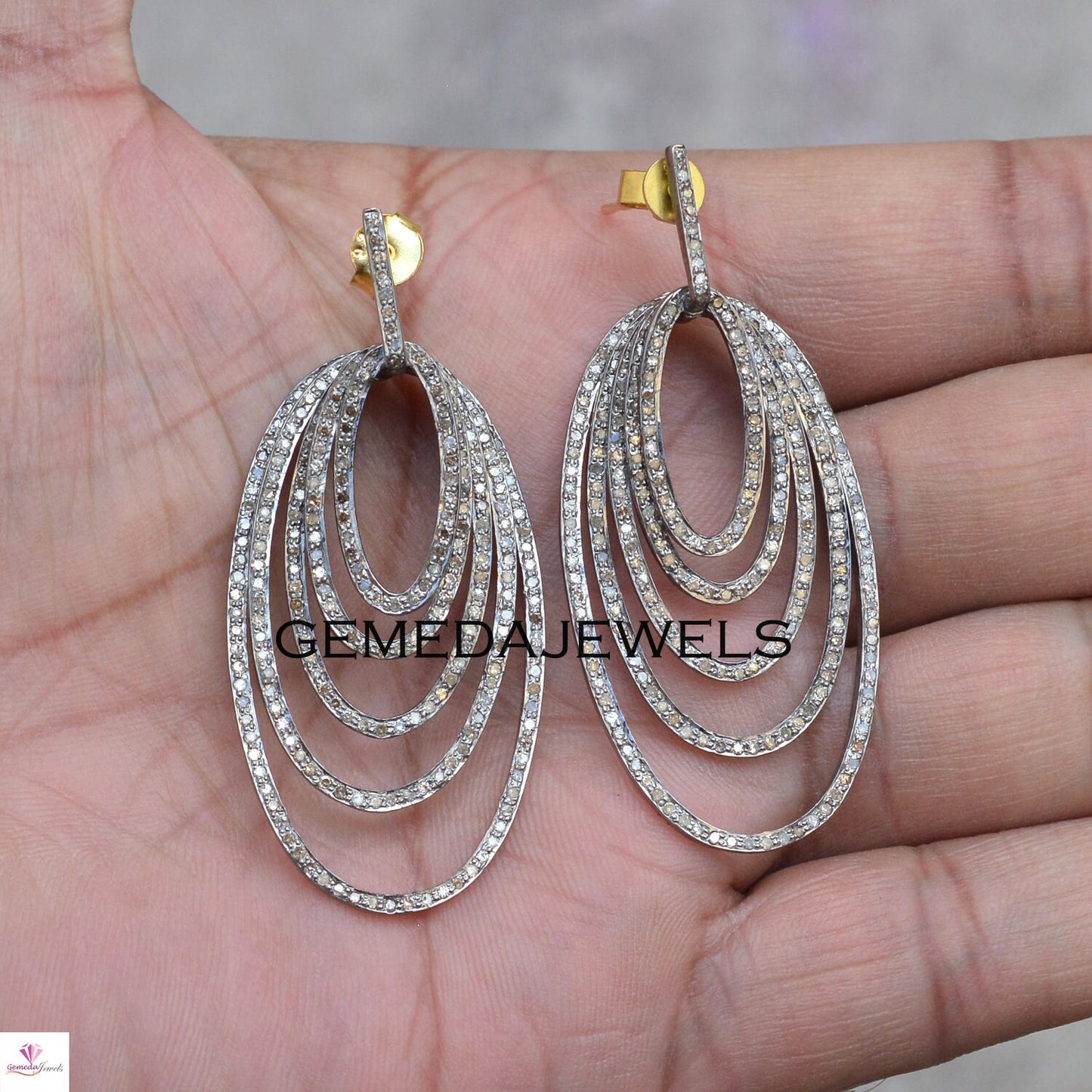 Sale!! Pave Diamond Earrings, Silver Diamond Jewelry, Sterling Silver Earrings, 14k Gold Earrings, Mothers Day Gift, Wedding Gift Jewelry