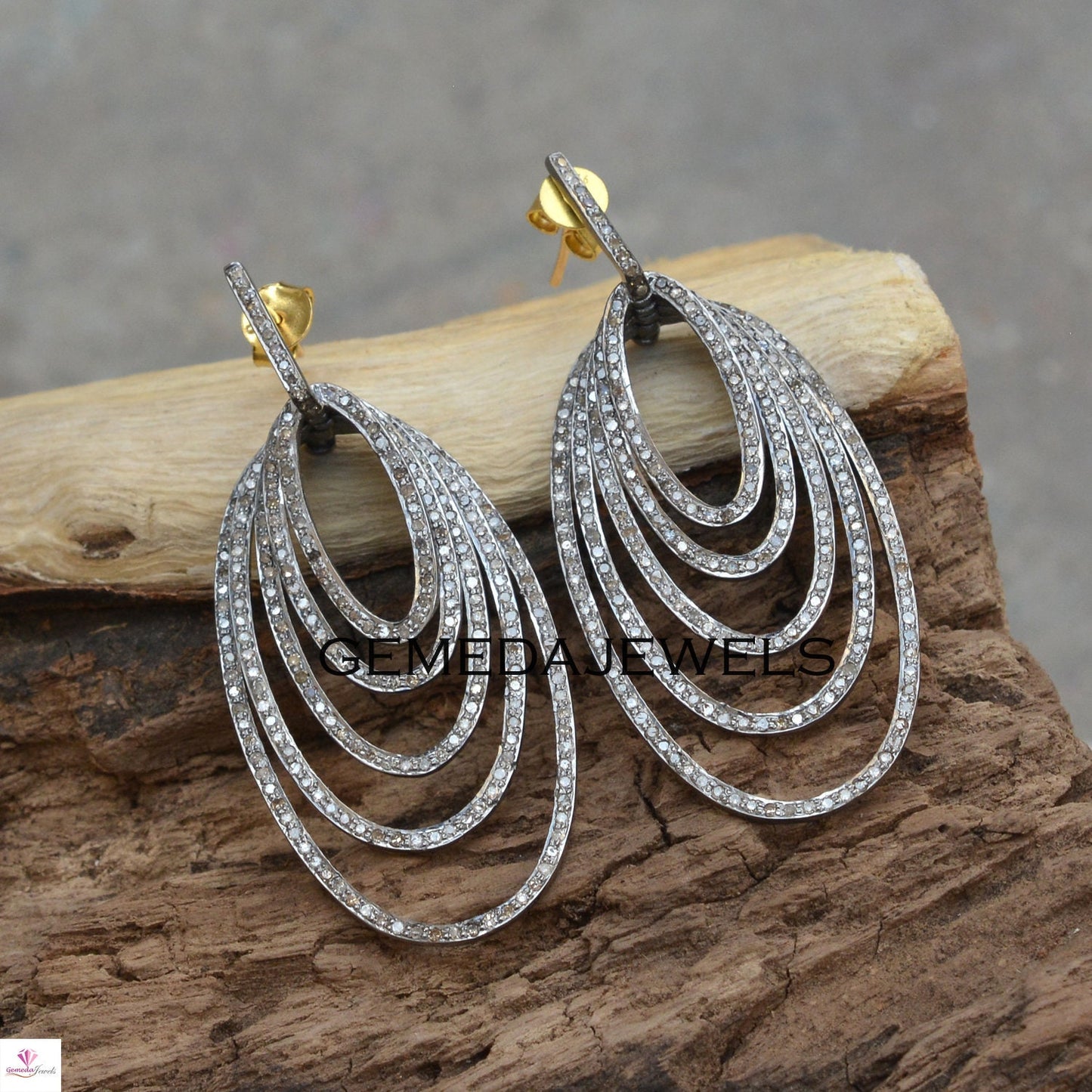 Sale!! Pave Diamond Earrings, Silver Diamond Jewelry, Sterling Silver Earrings, 14k Gold Earrings, Mothers Day Gift, Wedding Gift Jewelry