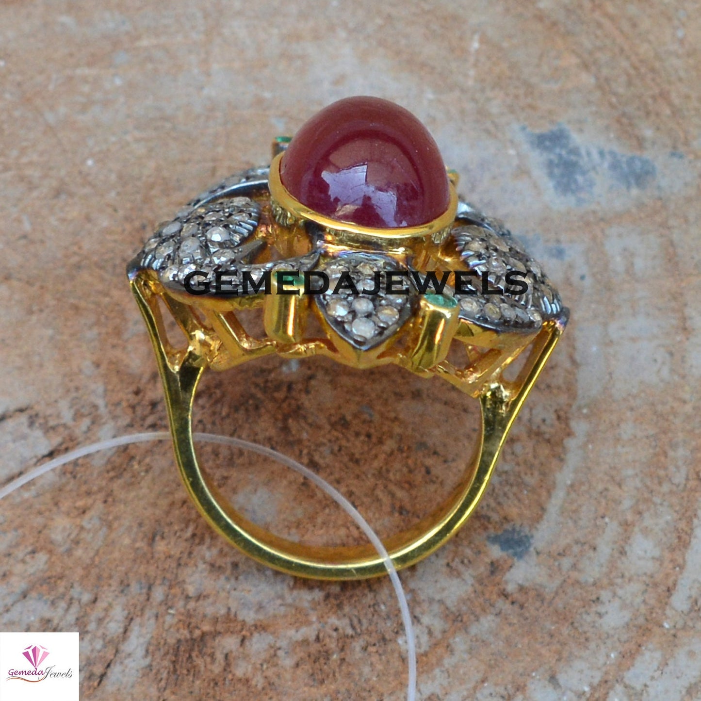 Ruby Gemstone Ring, Gold Filled Ring Jewelry, 925 Sterling Silver Ring, Gemstone Silver Jewelry, Pave Diamond Ring, Valentine's Day Gifts
