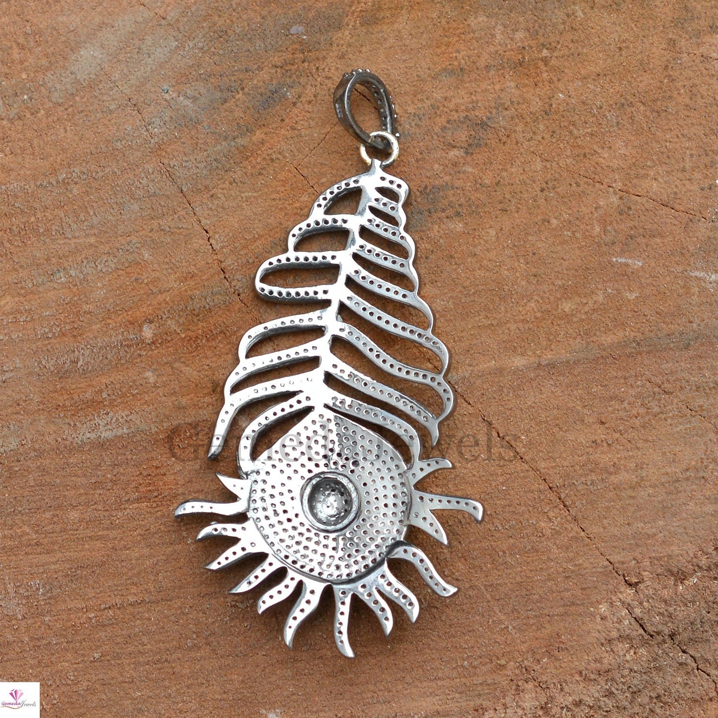 Pave Diamond Pendant, 925 Silver Pendant, Diamond Jewellery, Peacock Feather Pendant, 16" Link Chain Pendant Necklace, Valentine's Gifts