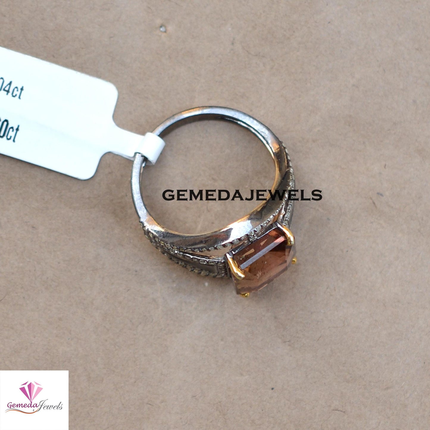 Sale Dazzling Smoky Quartz Ring, Pave Diamond 925 Silver Ring Jewelry, Gemstone Diamond Jewelry, Rhodium Plated Silver Jewelry, Gift For Her