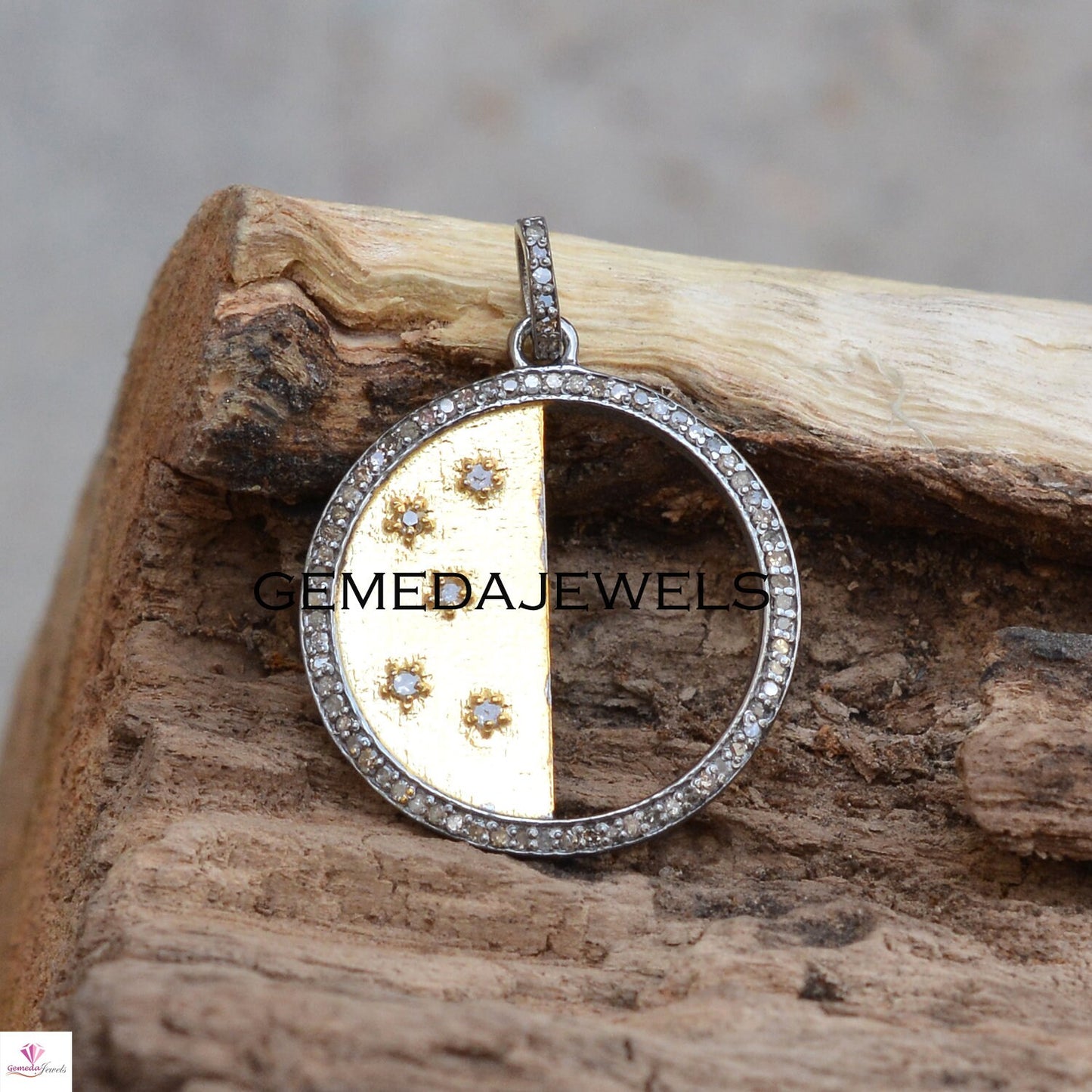 Sale !! Pave Diamond Pendant, 16" Silver Chain, 925 Silver Charm Jewelry, Diamond Silver Pendant, Diamond Necklace, Handmade Pendant, Gifts