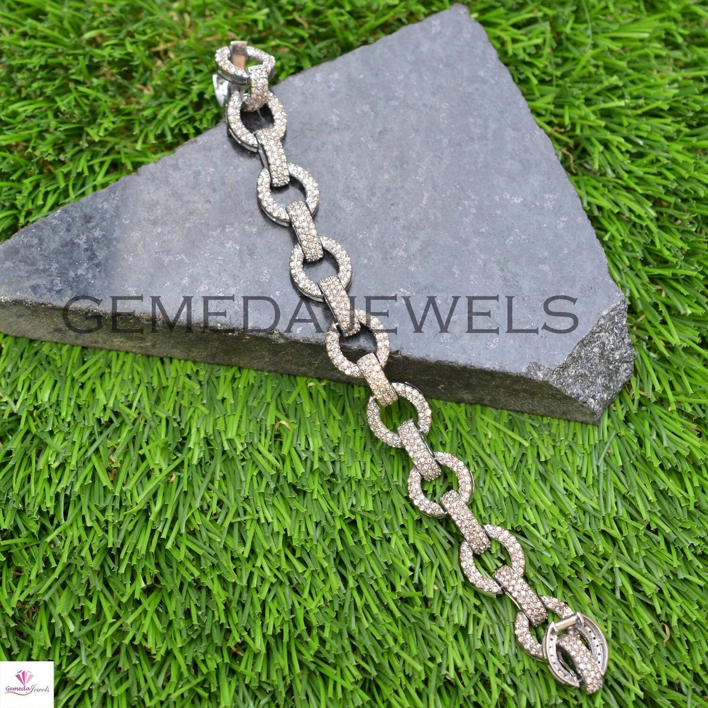 4.75cts Pave Diamond Bracelet, 925 Silver Jewelry, Silver Link Bracelet, Diamond Silver Bracelet, Unisex Bracelet Jewelry, Mothers Day Gifts