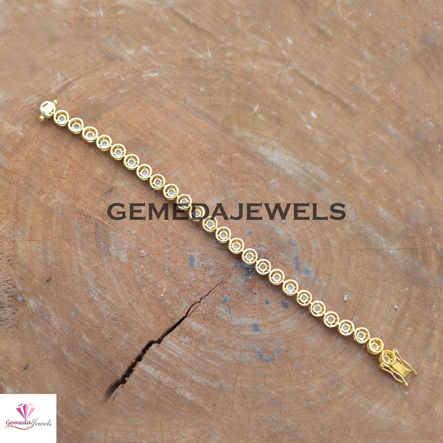 Classic Opal Gemstone Bracelet, 925 Silver Jewelry, 14k Gold Vermeil Bracelet, Pave Diamond Bracelet, Gemstone Silver Jewelry, 8" Bracelet