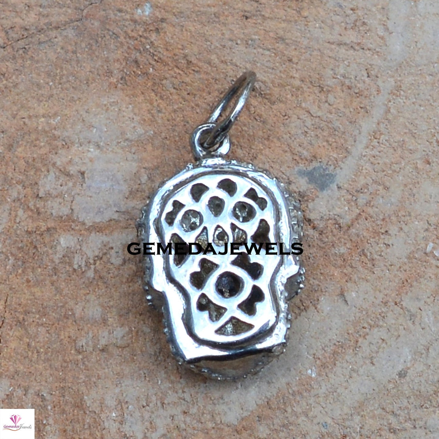 Pave Diamond Skull Pendant, 925 Sterling Silver Jewelry, Silver Skull Jewelry, Diamond Jewellery, 16" Link Chain Necklace, Halloween Jewelry