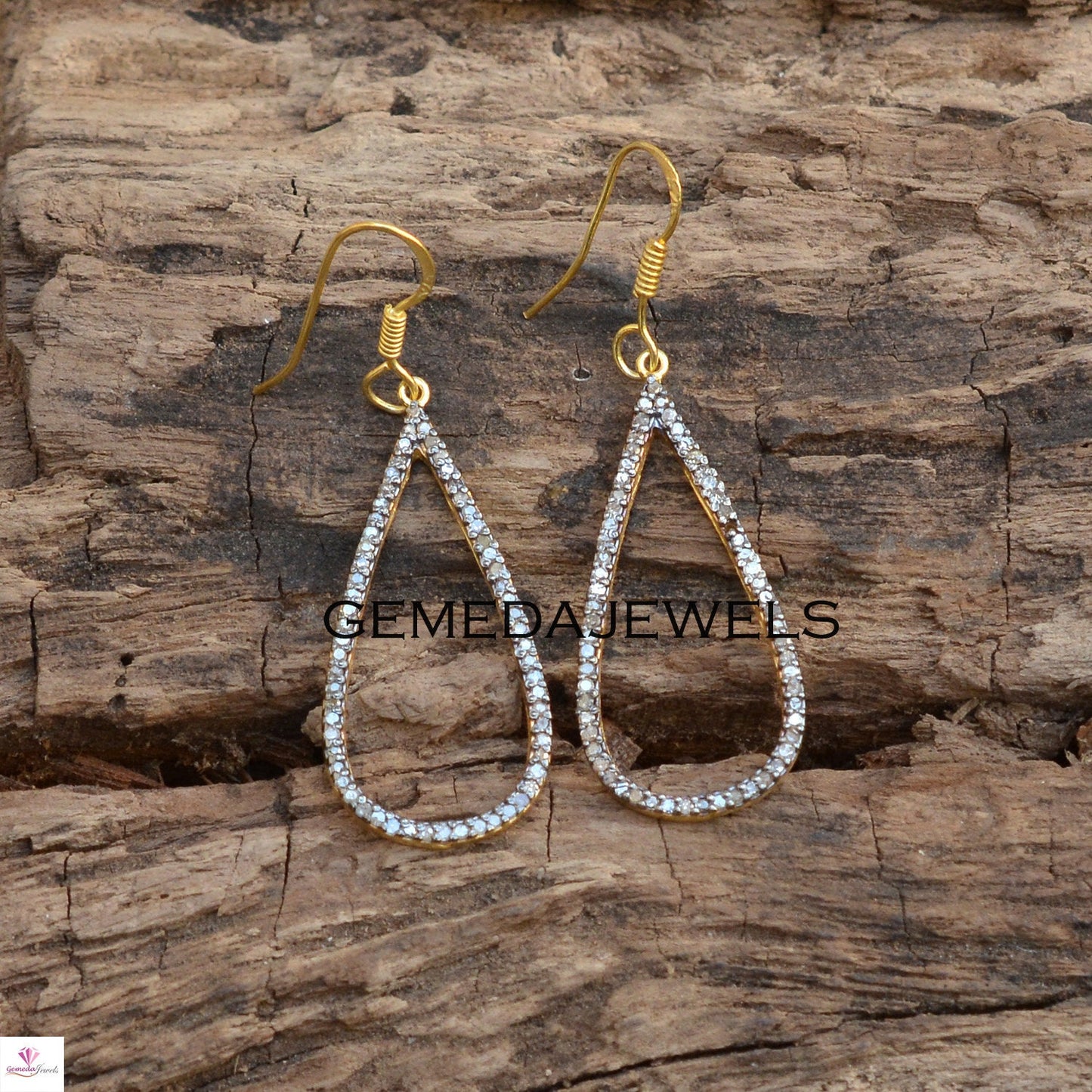 Sale! Pave Diamond Earrings, 925 Sterling Silver Jewelry, 14k Gold Earring, Ear Wire Earrings Jewelry, Women Gift Jewelry, Diamond Jewellery