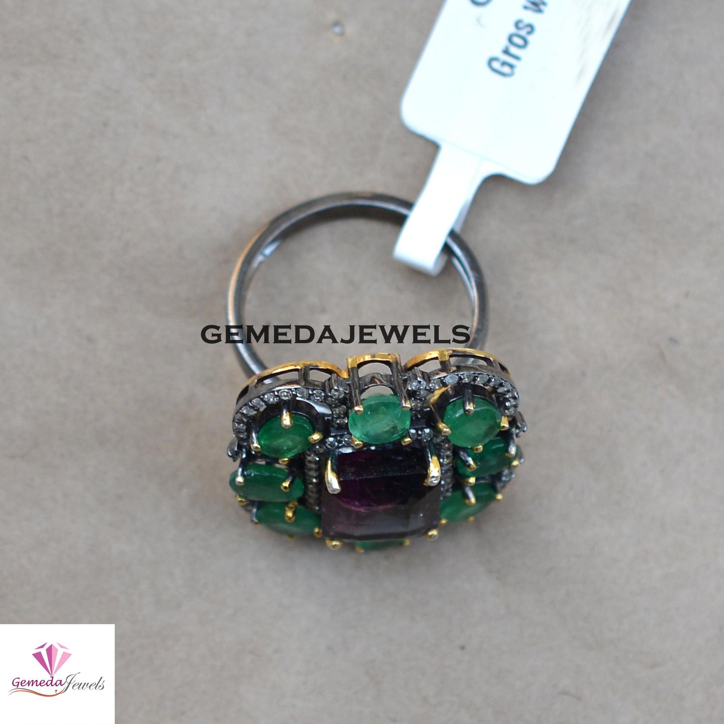 Sale! Stunning Pink Tourmaline Ring, Emerald Ring Jewelry, Rhodium Plated 925 Silver Jewelry, Pave Diamond Jewelry, Gemstone Jewellery, Gift