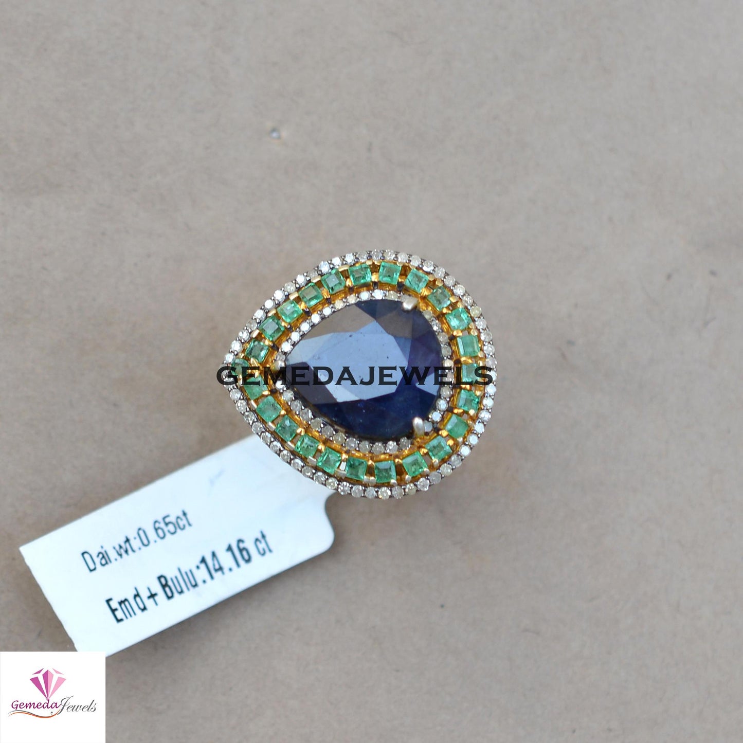 Sale! Dazzling Sapphire Gemstone Ring, Emerald 925 Silver Ring, Pave Diamond Jewelry, 14k Gold Plated Ring Jewelry, Women's Gift Jewelry