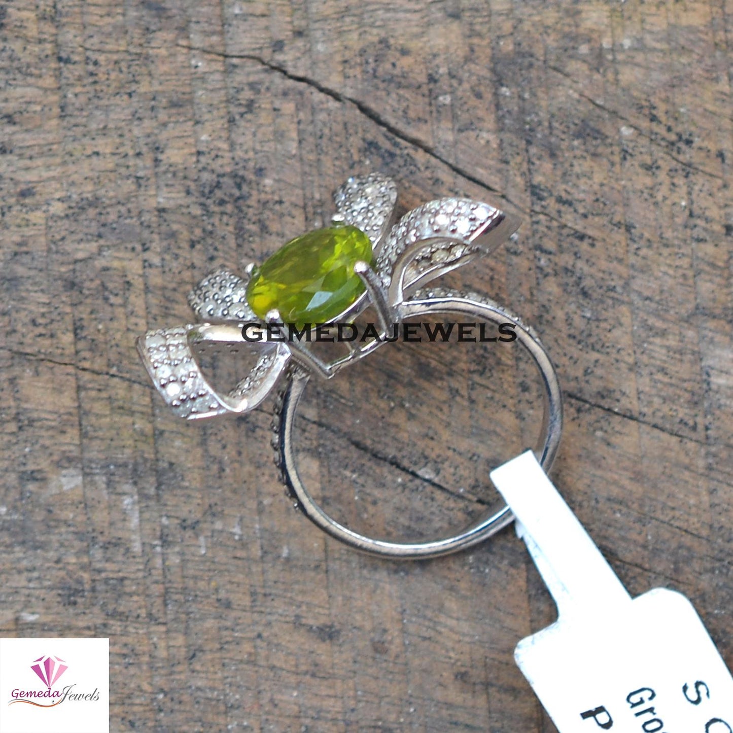 Charming Peridot Gemstone Bow Ring, 925 Silver Jewelry, Pave Diamond Bow Jewelry, Gemstone Ring Jewelry, Valentine's Day Gift, Wedding Gifts