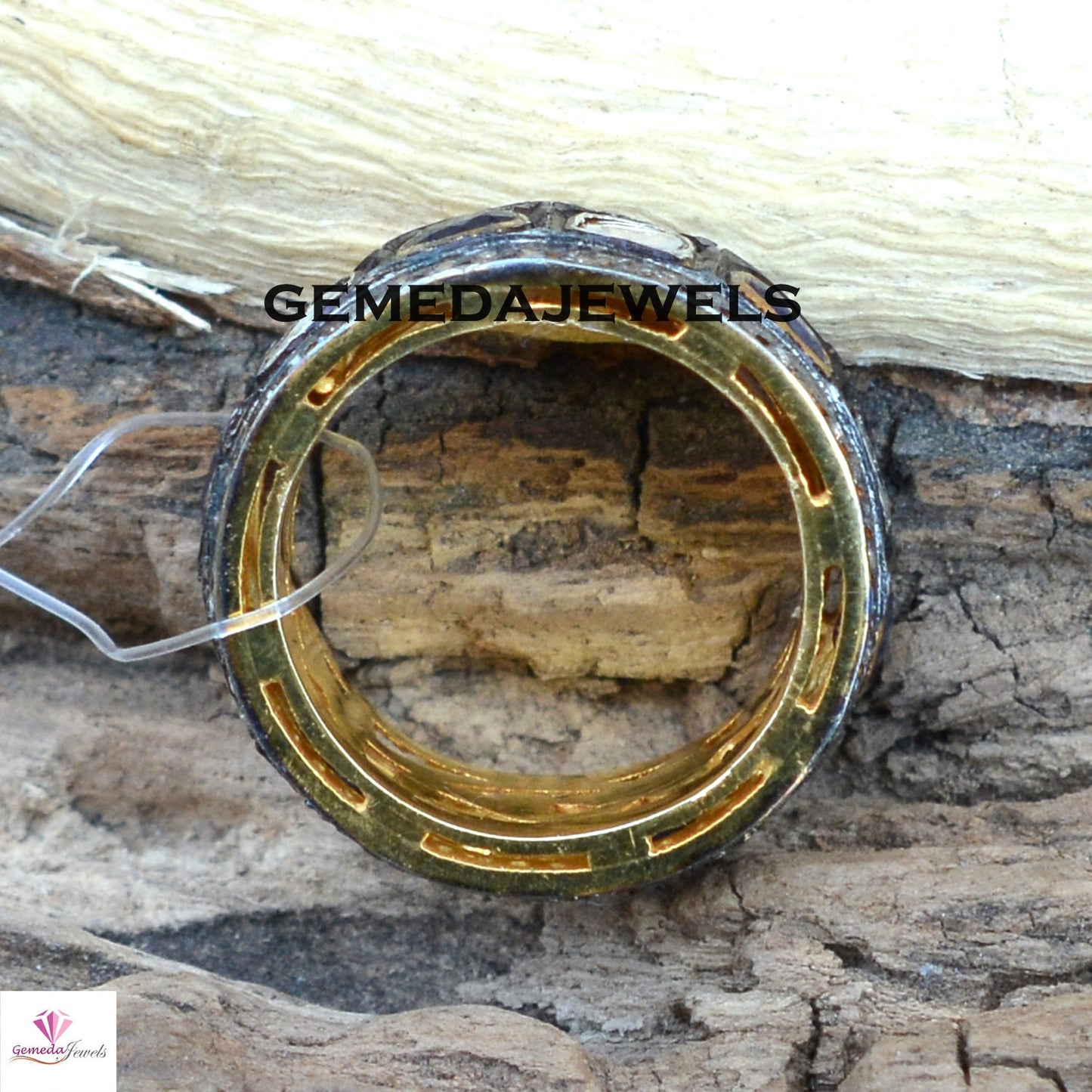 Polki Diamond Band Ring, Sapphire Silver Ring, 925 Silver Jewelry, Gold Plated Band Ring, Eternity Band Ring, Pave Diamond Jewelry, Gifts