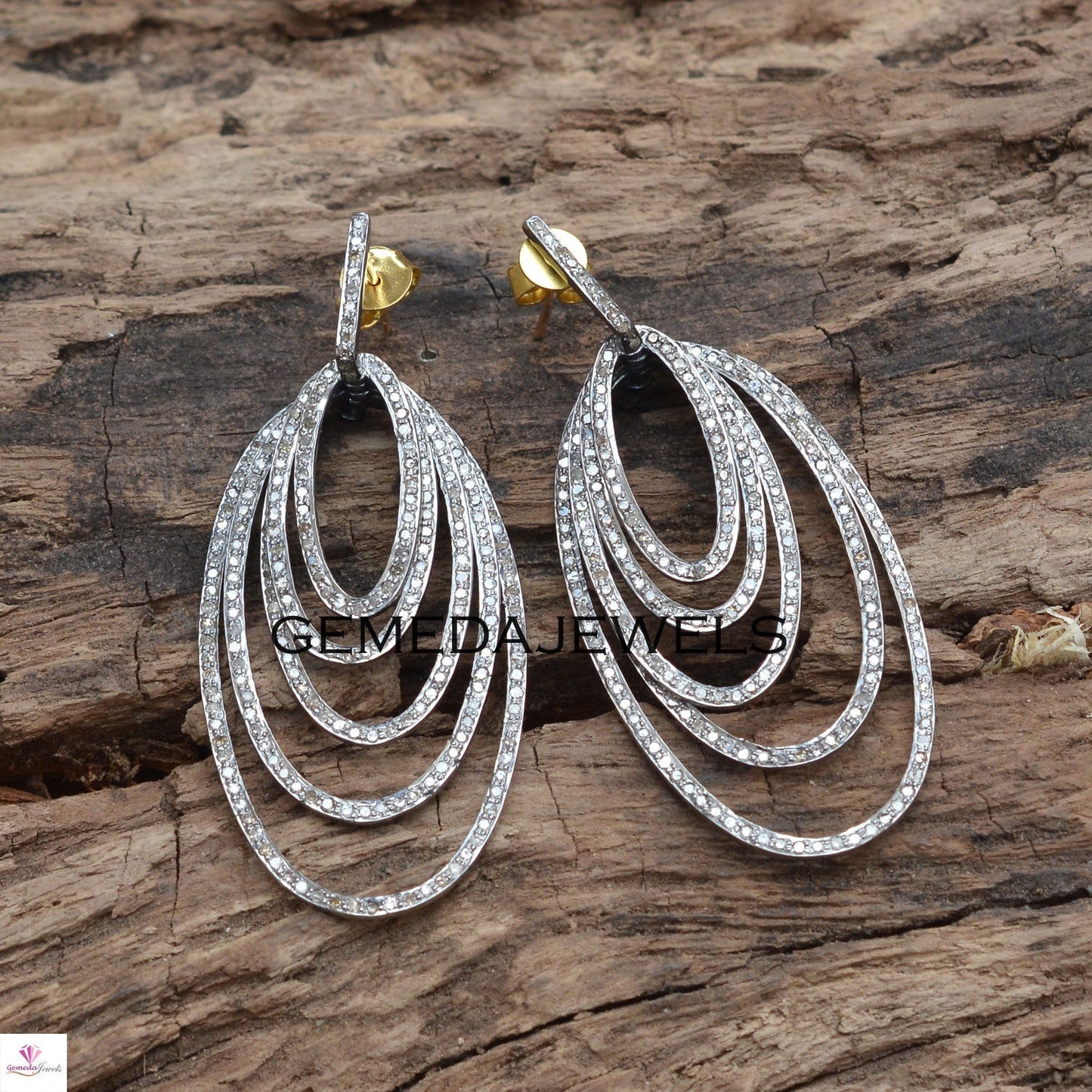 Sale!! Pave Diamond Earrings, Silver Diamond Jewelry, Sterling Silver Earrings, 14k Gold Earrings, Mothers Day Gift, Wedding Gift Jewelry