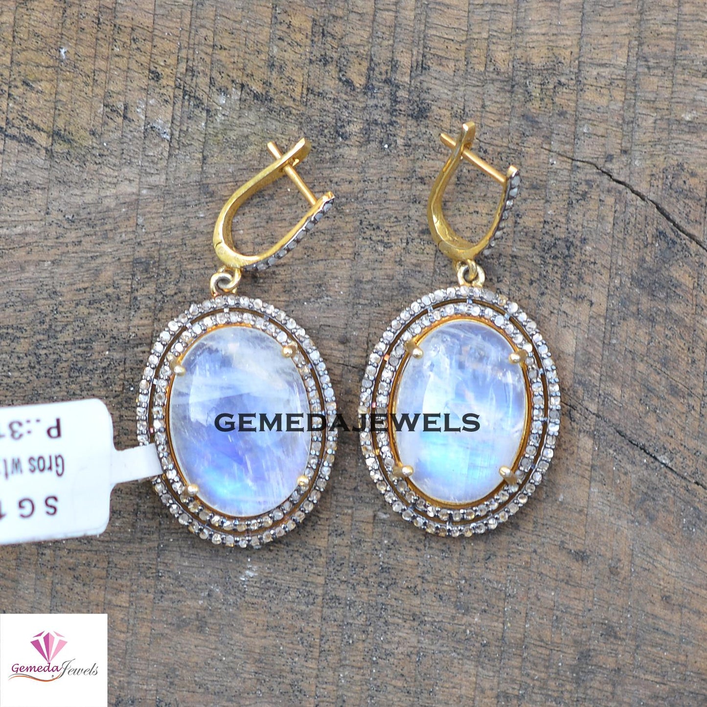 Sale Rainbow Moonstone Earrings Jewelry, 14k Gold Vermeil Jewelry, Pave Diamond Jewelry, Gemstone Earring, 925 Silver Jewelry, Birthday Gift