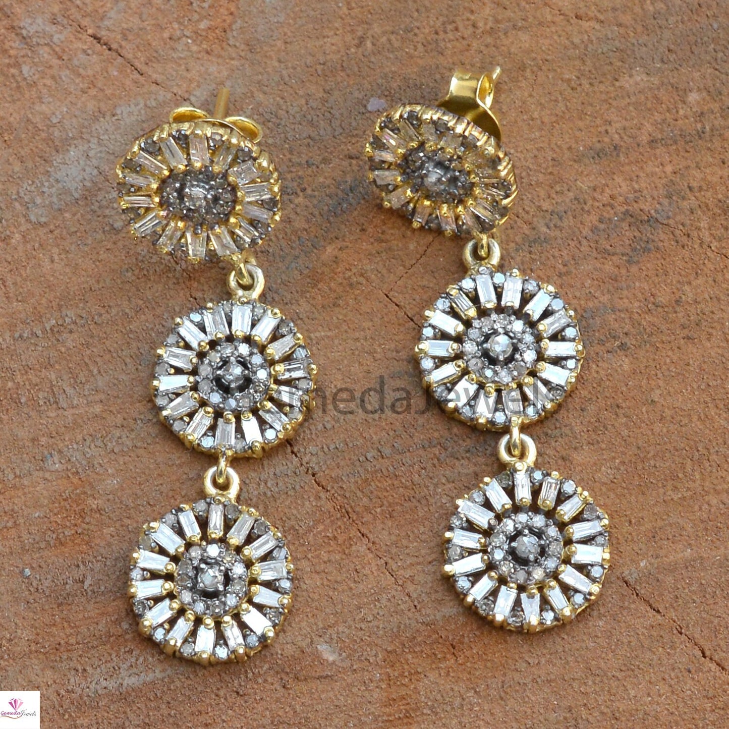 Baguette Diamond Earring, 14k Gold Earrings, Sterling Silver Jewelry, Diamond Silver Jewelry, Silver Earrings Jewelry, Anniversary Gift