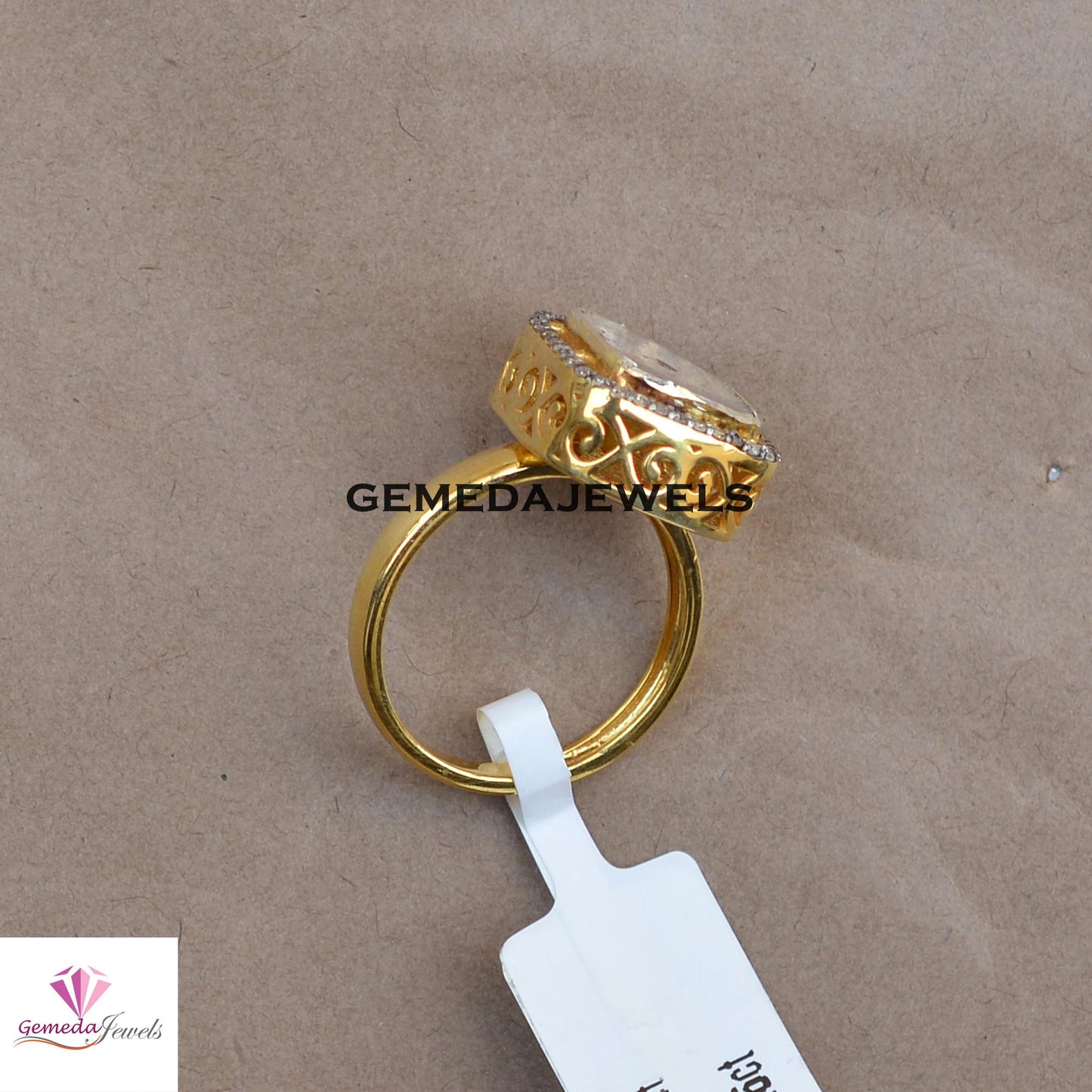 Classic Polki Diamond Ring, 925 Sterling Silver Jewelry, 14k Gold Plated Ring, Pave Diamond Ring, Diamond Jewellery, Valentine's Day Gift