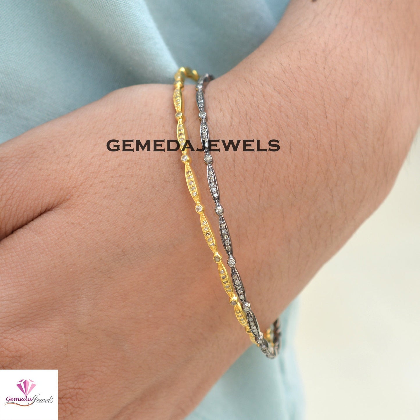 Sale! Sparkling Pave Diamond Bangle, 925 Silver Jewelry, 14k Gold Plated Bangle, Rhodium Plated Jewelry, Diamond Jewelry, Women Gift Jewelry