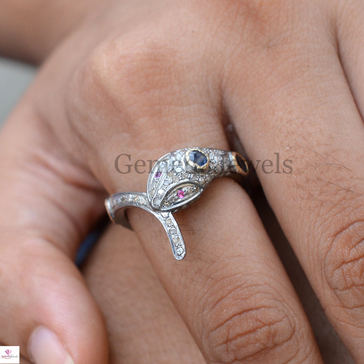 Sale! Sapphire Gemstone Ring, Ruby Red Eyes Snake Ring, Pave Diamond Ring Jewelry, Gemstone Jewelry, Diamond Snake Ring, Boho Jewelry, Gifts